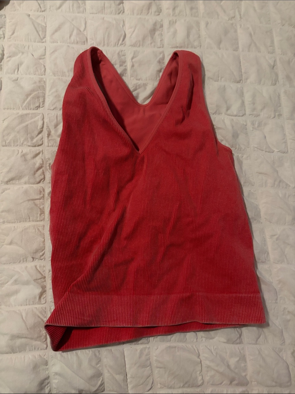 JoyLab Ribbed V-Neck Tank - Coral